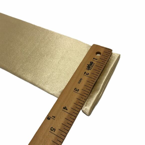 VINTAGE 15" Length 90's Gold Satin Gloves Stretchy Elbow D09 - Picture 4 of 4